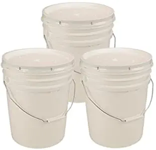 Living Whole Foods 5 Gallon White Bucket & Lid - Set of 3 - Durable 90 Mil All Purpose Pail - Food Grade - Contains No BPA Plastic