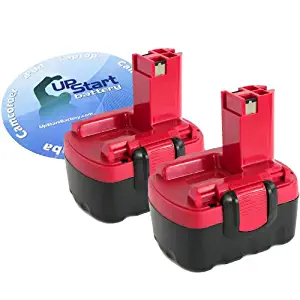 2-Pack Bosch 14.4V Battery Replacement - Compatible with Bosch 32614, BAT040, 33614, BAT140, PSR 14.4VE-2, GSR 14.4 V, GDS 14.4 V, GDR 14.4 V, ART 26, AHS 41, 53514, 52314, 13614, BAT038, 3660K, 35614, 34614, 15614, BAT159, BAT041 (1300mAh, NICD)