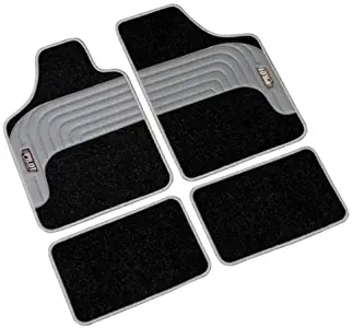 akhan-tuning FUM127 - Kumo Sport Velour Car Floor Mats 4 Piece Universal Car Carpet Mat Black/Grey