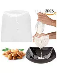 2 Pcs Pro Quality Nut Milk Bag - Big 12"X12" Commercial Grade - Reusable Almond Milk Bag & All Purpose Food Strainer - Fine Mesh Nylon Cheesecloth & Cold Brew Coffee Filter