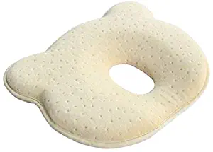 Baby Pillow, Newborn Baby Head Shaping Pillow Preventing Flat Head Syndrome (Plagiocephaly) for Your Newborn Baby，Made of Memory Foam Head- Shaping Pillow and Neck Support (0-12 Months) (Yellow)