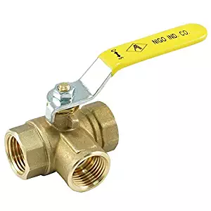 NIGO 180SS Series 3-Way (L-Port) Forged Brass Ball Valve, Lever Handle, NPT Female, Full Port 400WOG (1/4")