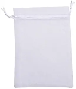 KUPOO Pack of 50PCS 8x12 Inch Organza Drawstring Gift Bag Pouch Wrap for Party/Game/Wedding (White)