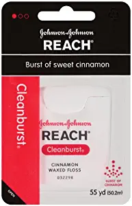 Reach Waxed Dental Floss, Cleanburst Cinnamon, 55 Yards (Pack of 4)