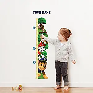 Paw Patrol Personalized Growth Chart Wall Decal for Nursery, Kids Room