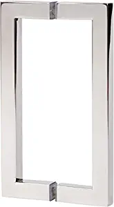 Rockwell 8" Back to Back Square Pull in Chrome Finish for Heavy Glass Frameless Shower Doors, Durable commercial & residential, door hardware, door handles, locks