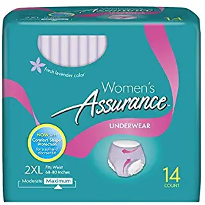 14 Count (1 Package) Plus Size, XXL Incontinence Underwear for Women, Maximum, 2XL Lavender Color