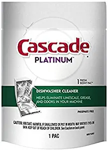 2-Cascade Platinum Dishwasher Cleaner 1-Fresh Scent Pac