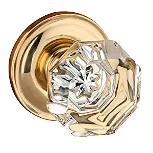 Dynasty Hardware Crystal Door Knob, Polished Brass (Passage)