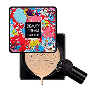 Mushroom Head Air Cushion BB Cream, LemonSac Concealer Lasting Nude Makeup Moisturizing Brightening Pigment CC Liquid Foundation, Even Skin Tone Makeup Base Primer (Natural)