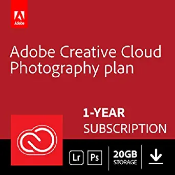 Adobe Creative Cloud Photography plan 20 GB (Photoshop+ Lightroom) | 12-month Subscription with auto-renewal, PC/Mac