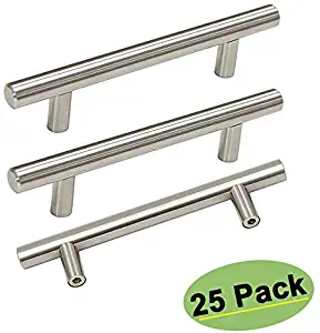 homdiy 4in Cabinet Handles Nickel - HD201SN Kitchen Cabinet Hardware 25 Pack Cabinet Door Handles Modern Cabinet Pulls Drawer Pulls for Bathroom Cabinets