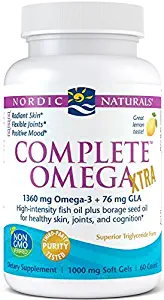 Nordic Naturals Complete Omega Xtra - High Potency Omega 3-6-9 Complex, Lemon Flavor, 60 Count