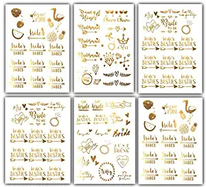 Bachelorettesy Bride Bachelorette Tattoos - 100 Gold Bridal Party Tattoos (Gold)