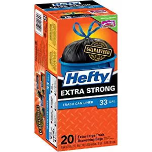 Hefty CinchSak Extra Large Drawstring 33 Gallon Trash Bags, 20 ct