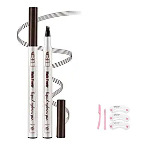 Eyebrow Tattoo Pen -LQQL microblade pen Microblading Eyebrow Pencil with a Micro-Fork Tip Applicator Creates Natural Looking Brows Effortlessly and Stays on All Day -2 pcs(Dark grey)