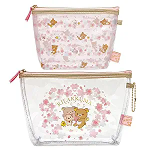 San-X Cherry Blossoms Rilakkuma Cosmetic Clear Pouch set CU36801