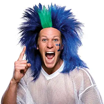 Rubie's Dark Blue Green and Light Blue Sports Fan Wig, Multicolored, One Size