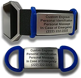 Multi-Purpose Waterproof Blue Safety Alert ID Bracelet - Free Engraving - Hypoallergenic Silicone Attachment with 30mm Plate - Runners ID - Fitness ID - Triathletes ID - Religious ID - Kids ID