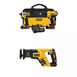 DCK240C2 20v Lithium Drill Driver/Impact Combo Kit (1.3Ah) with 20V Max XR Brushless Compact Reciprocating Saw