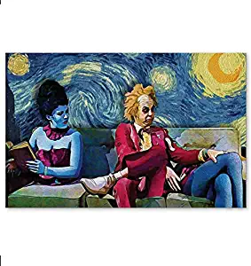 IceCream3DStore Starry Night Beetlejuice Comedy Horror Movie Van Gogh Horizontal Poster | Funny Gift for Home Decor Wall Art Print Poster | Full Size 18x12 24x16 36x24 40x27 | Horror Movie Poster