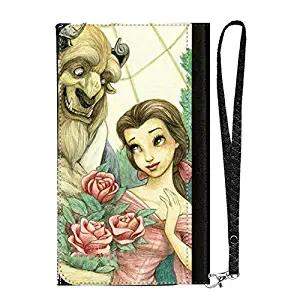 GSPSTORE All-in-One Cell Phone Wallet Case,Beauty & The Beast Cartoon Case Pattern PU Leather with Multiple Pockets,Card Holder,Wrist Strap for iPhone Samsung LG Android Smart Phones #01
