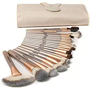 NEVSETPO Make Up Brush Set 24pcs Professional Quality Makeup Brushes for Kabuki Foundation Blending Blush Come with Travel Organizer Carry PU Bag, Cruelty-Free