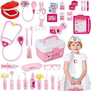 Gifts2U Toy Doctor Kit, 37 Piece Kids Pretend Play Toys Dentist Medical Role Play Educational Toy Doctor Playset for Girls Ages 3-6