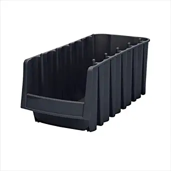 Akro-Mils 30778BLACK Stack & Nest Bin44; Black - 17.88 x 8.38 x 7 in. Pack of 8