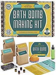 Bath Bomb Making Kit with 100% Pure Therapeutic Grade Essential Oils, (Makes 12 DIY Lush Cupcake Mold Bath Bombs), Gift Box Included.