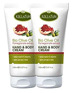 Kalliston | Organic Olive Oil with Pomegranate Extract Lotion | Hand & Body Cream | Made in Ancient Crete, Greece | 5.07 oz Each | Pack of 2