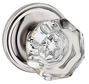 Dynasty Hardware Classic Rosette, Crystal Style Door Knob, Passage Hall/Closet Function, Satin Nickel