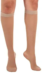 Absolute Support Sheer Compression Stockings for Women - Knee High 15-20mmHg Graduated Support - Natural Size Medium