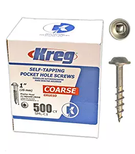 Kreg SML-C1-500 1-Inch #8 Coarse Washer-Head Pocket Hole Screws, 500 Count - SML-C1 - 500