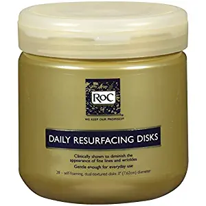 RoC Daily Resurfacing Facial Disks, Exfoliating Makeup Removing Pads with Skin-Conditioning Cleanser, Hypoallergenic & Oil-Free, 28 ct