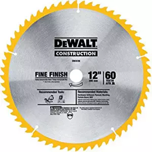 DEWALT DW3126 Series 20 12-Inch 60 Tooth ATB Thin Kerf Crosscutting Miter Saw Blade with 1-Inch Arbor