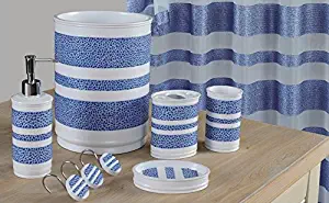 BH Home & Linen 6-Piece Decorative Bathroom Accessory Set Made of Ceramic (Marquis Blue)