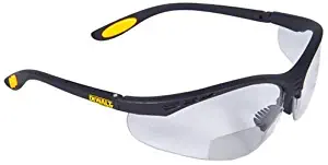 Dewalt DPG59-125C Reinforcer Rx-Bifocal 2.5 Clear Lens High Performance Protective Safety Glasses with Rubber Temples and Protective Eyeglass Sleeve