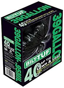 Trash Bags 39 Gallon Lawn & Leaf Garbage Bags Flap Tie Black 40 Count - Bilt-Tuf