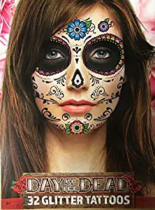 Day Of The Dead Sugar Skull Temporary Face Tattoos (Glitter Floral)