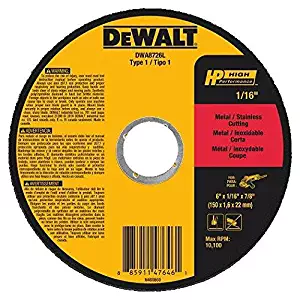 DEWALT DWA8726L T1 HP Long Life Cut-Off Wheel, 6" x 1/16" x 7/8"