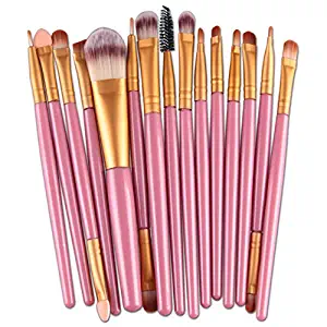 Makeup Brush Set Tools Synthetic Soft Wool Cosmetics Brushes Kit 2020 New Multifunctional Make-up Toiletry Kit,Multicolor (15Pcs/Pink)