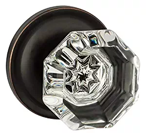 Dynasty Hardware Classic Rosette, Crystal Style Door Knob, Passage Function, Hall/Closet, Oil Rubbed Bronze