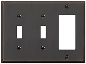 Amerelle Manhattan Double Toggle/Single Rocker Cast Metal Wallplate in Aged Bronze