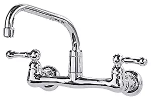 American Standard 7298.152.002 Heritage Wall-Mount 8-Inch Swivel Spout Kitchen Faucet with Metal Lever Handles, Chrome