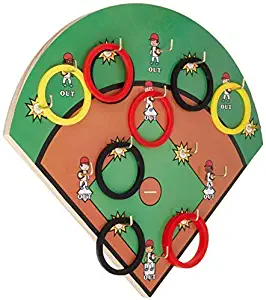 FIREBUBBLES Hook and Ring Toss Baseball Game - Baseball Children's Game, Baseball Gifts for Boys, Family Game or a Sports Gift for The Man Cave, Garage Game, Sports Game Baseball Gift for Men