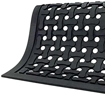 Comfort Flow Black Rubber Commercial Kitchen Drainage Mat, Anti-Fatigue, Slip and Grease/Oil Resistant 6' Length x 4' Width, Black by M+A Matting