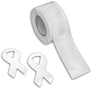 Fundraising For A Cause | Small White Ribbon Awareness Stickers - White Ribbon-Shaped Stickers for Bone Cancer, Lung Cancer, Adoption, Scoliosis, Blindness Awareness Events (500 Ct)