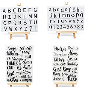 Welcome to Joyful Home 4pcs/Set Alphabet Letters Family Sentiment Rubber Clear Stamp for Card Making Decoration and Scrapbooking
