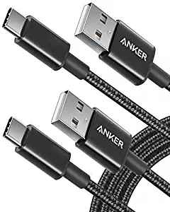 Anker AK-848061055559 [2-Pack] Premium Nylon USB-C to USB-A Cable, for Samsung Galaxy S9/S9+/S8/S8+/Note 8, iPad Pro 2018, LG V20/G5/G6, and More, 3', Black